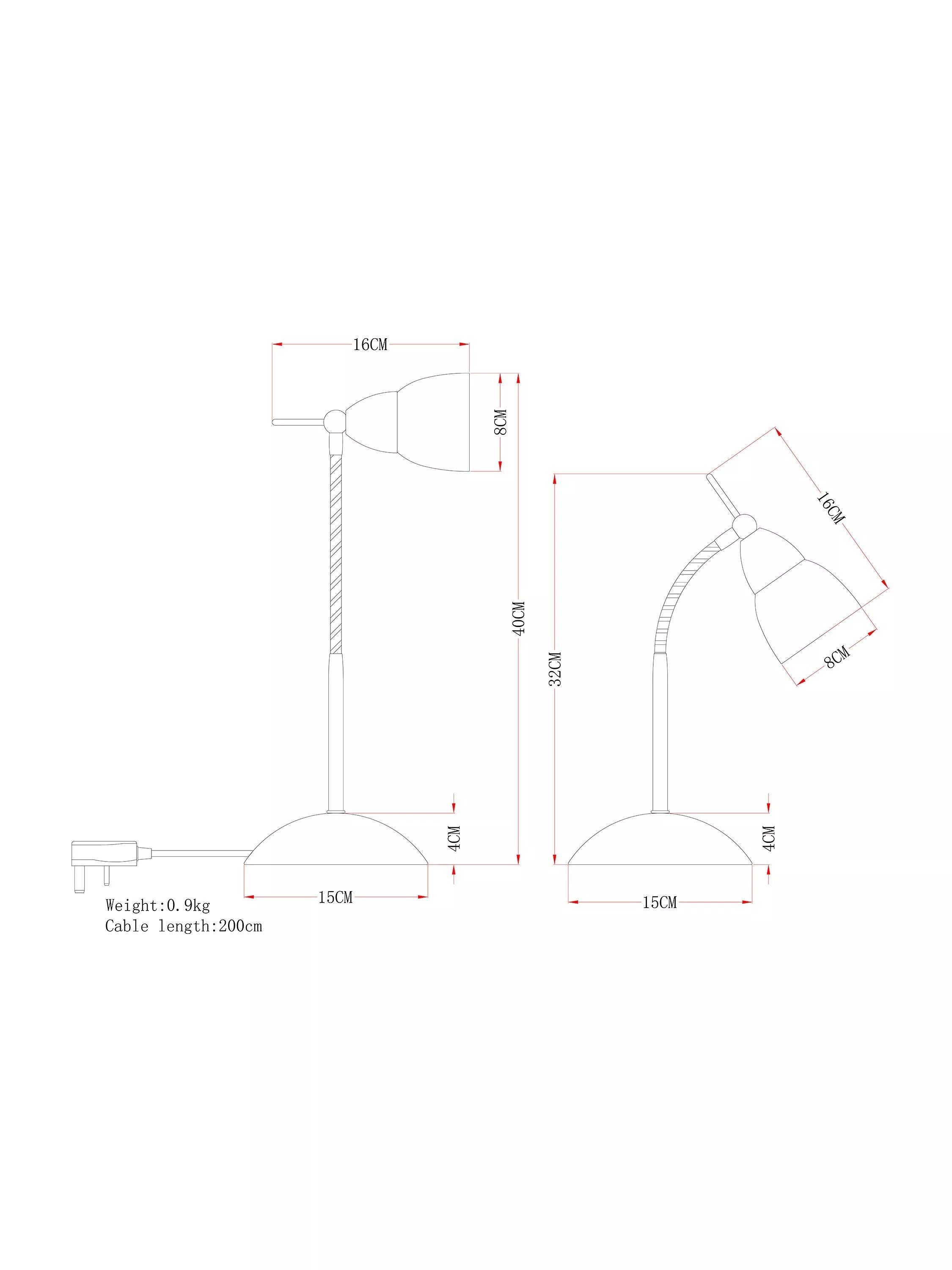 John Lewis Contact Touch Desk Lamp H34 x 15cm, UK version
