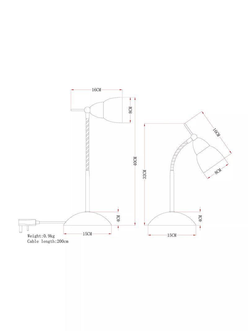 John Lewis Contact Touch Desk Lamp H34 x 15cm, UK version