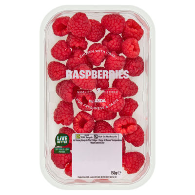 ASDA Sweet & Plamp fresh raspberries 150g pack - British product