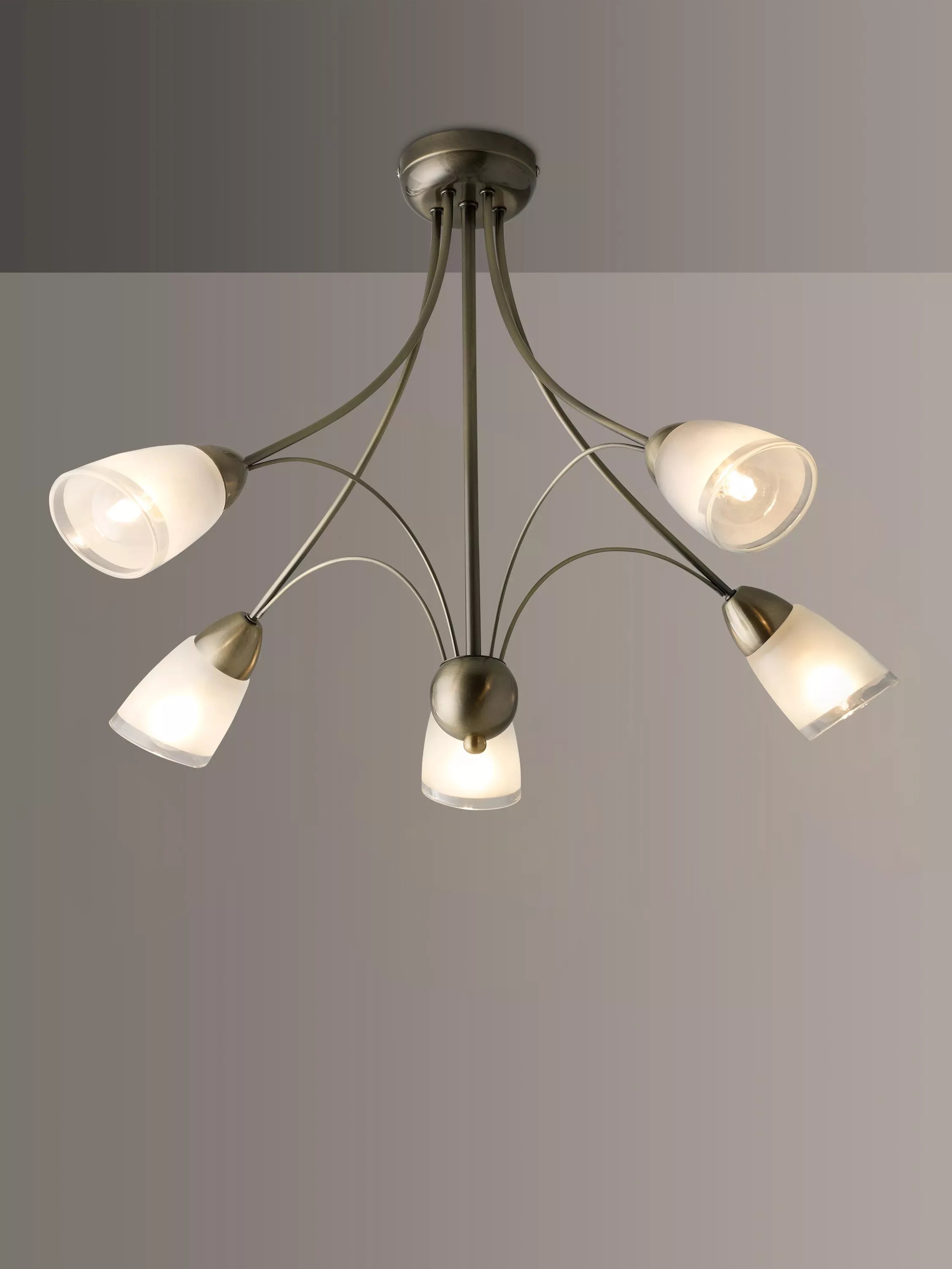 John Lewis Mizar Ceiling Light, 5 Arm, Antique Brass