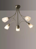 John Lewis Mizar Ceiling Light, 5 Arm, Antique Brass