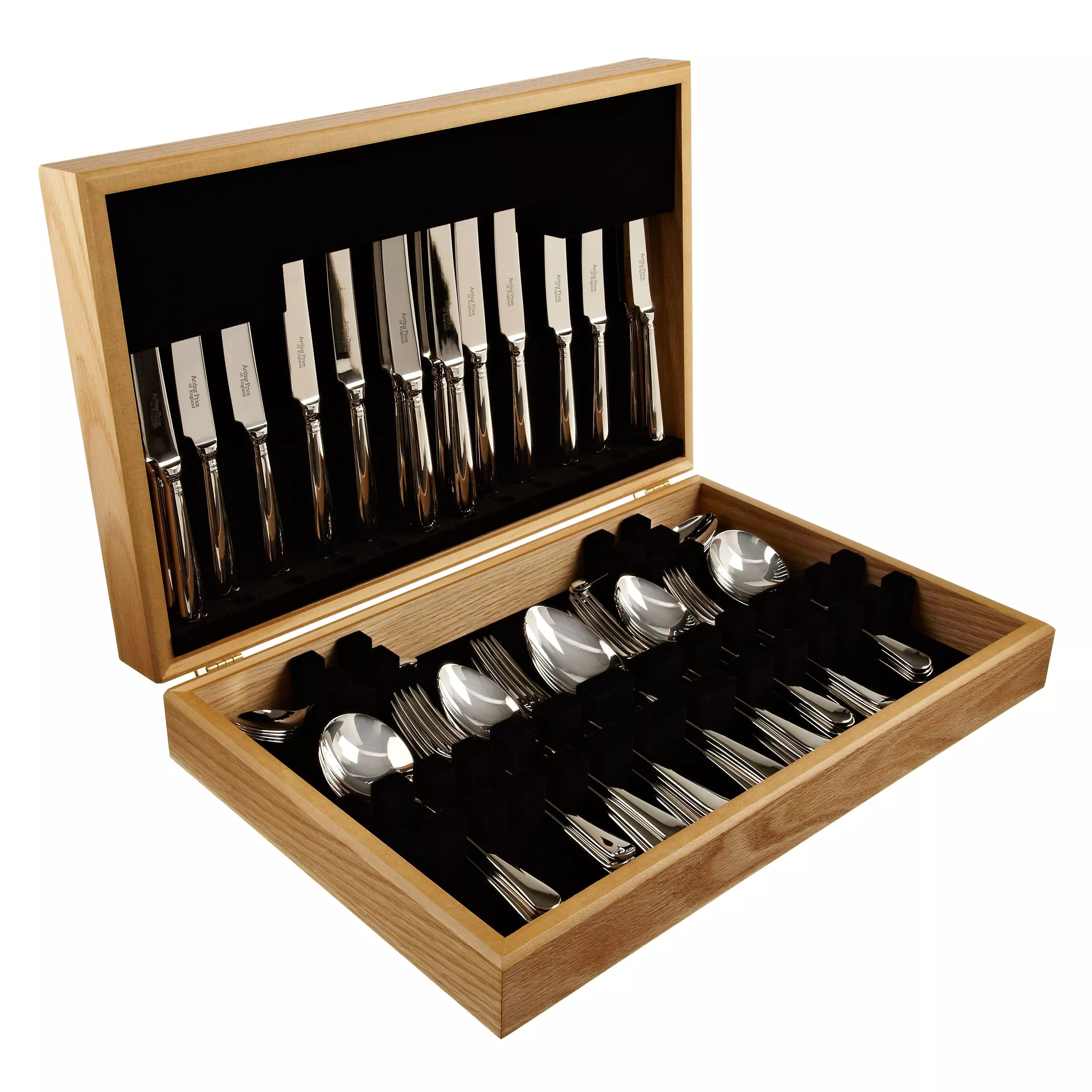 Arthur Price empty cutlery canteen oak veneer 88 pieces (British brand)