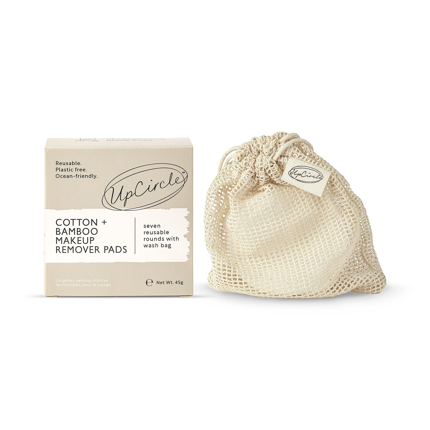 UpCircle makeup remover cotton pads 45g, imported from the UK