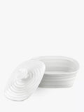 Portmeirion white butter dish with rippled effect (British brand)
