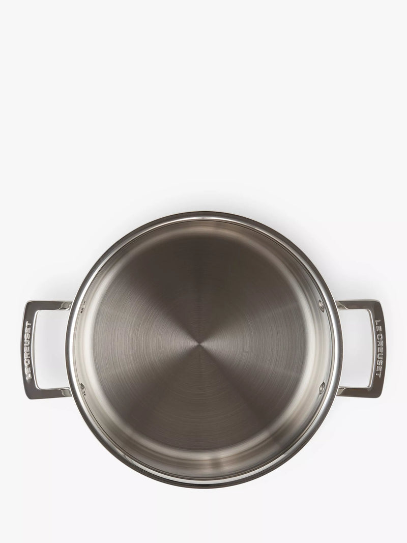 Le Creuset stainless steel deep casserole 24cm, imported from the UK