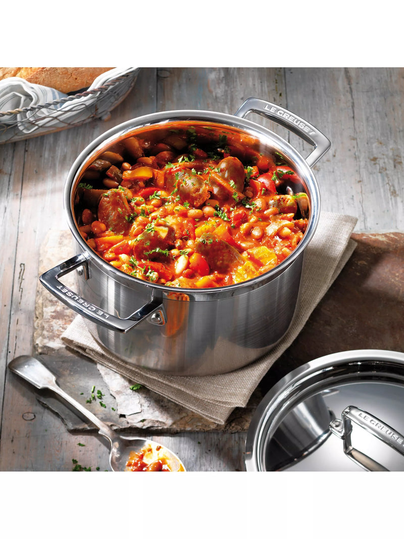 Le Creuset stainless steel deep casserole 24cm, imported from the UK