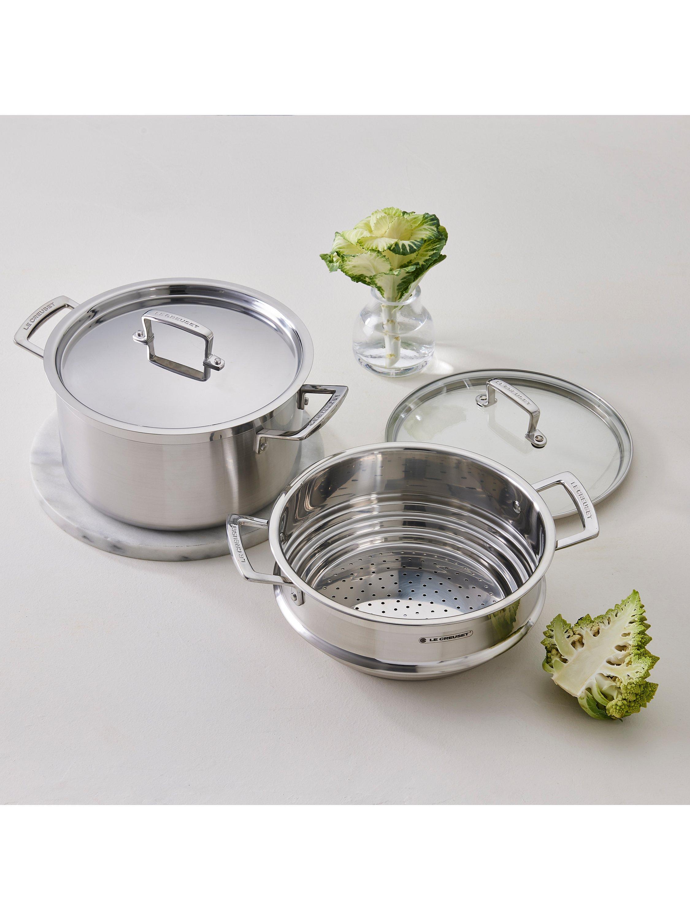 Le Creuset stainless steel deep casserole 24cm, imported from the UK