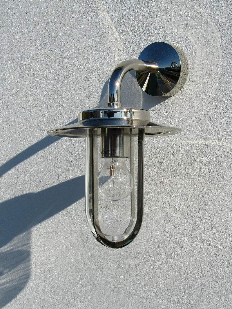 Astro Montparnasse outdoor lantern wall light polished nickel (British brand)