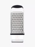 OXO box grater with four stainless steel surfaces and container, imported from the UK
