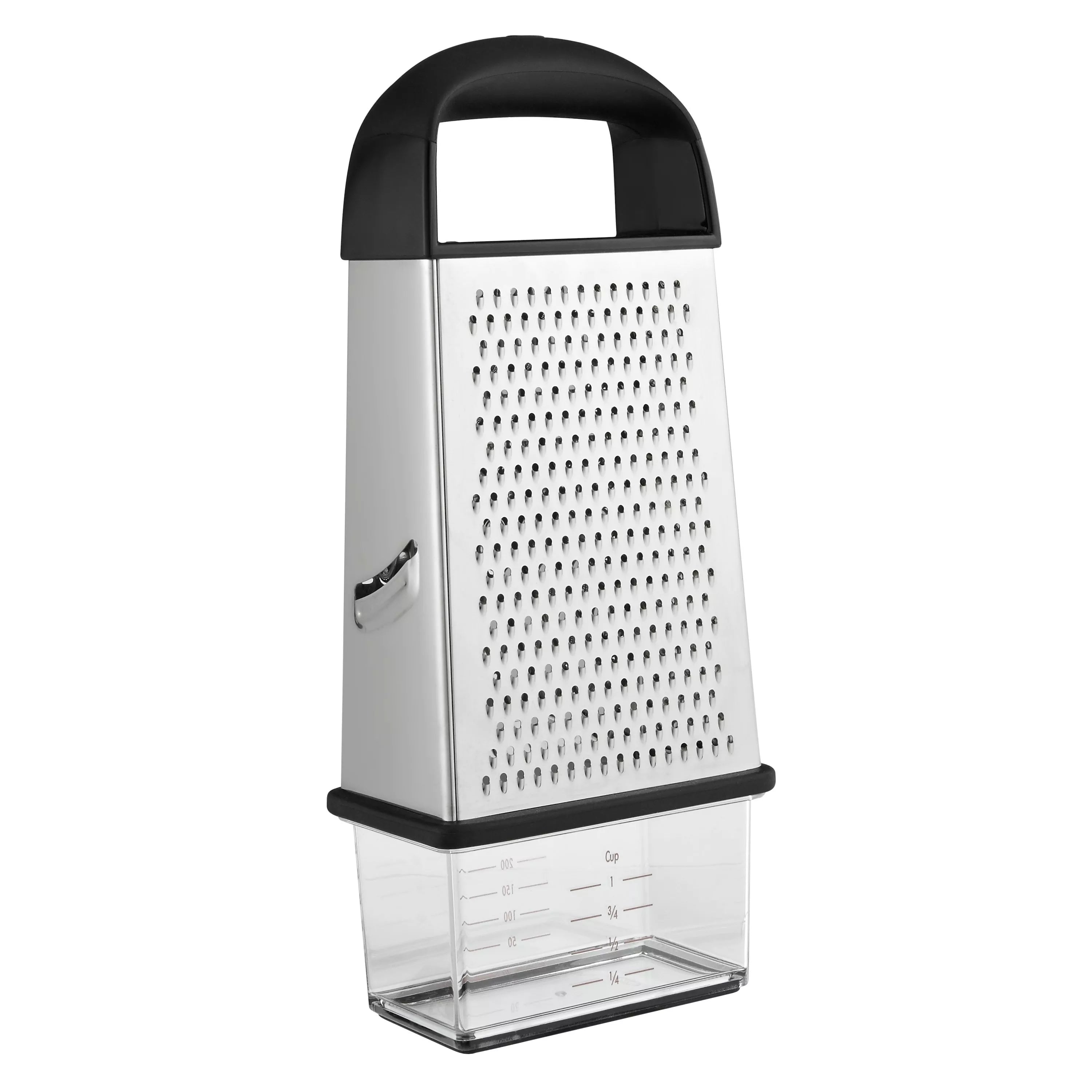 OXO box grater with four stainless steel surfaces and container, imported from the UK