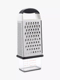OXO box grater with four stainless steel surfaces and container, imported from the UK