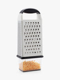 OXO box grater with four stainless steel surfaces and container, imported from the UK