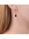 E.W Adams 9ct yellow gold garnet drop earrings (British brand)