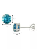 E.W Adams blue topaz stud earrings 9ct white gold, imported from the UK