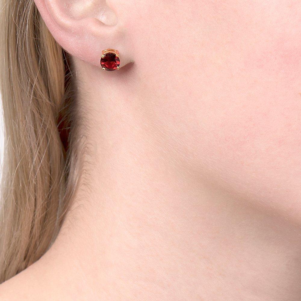 E.W Adams 9ct gold garnet stud earrings deep red (British brand)
