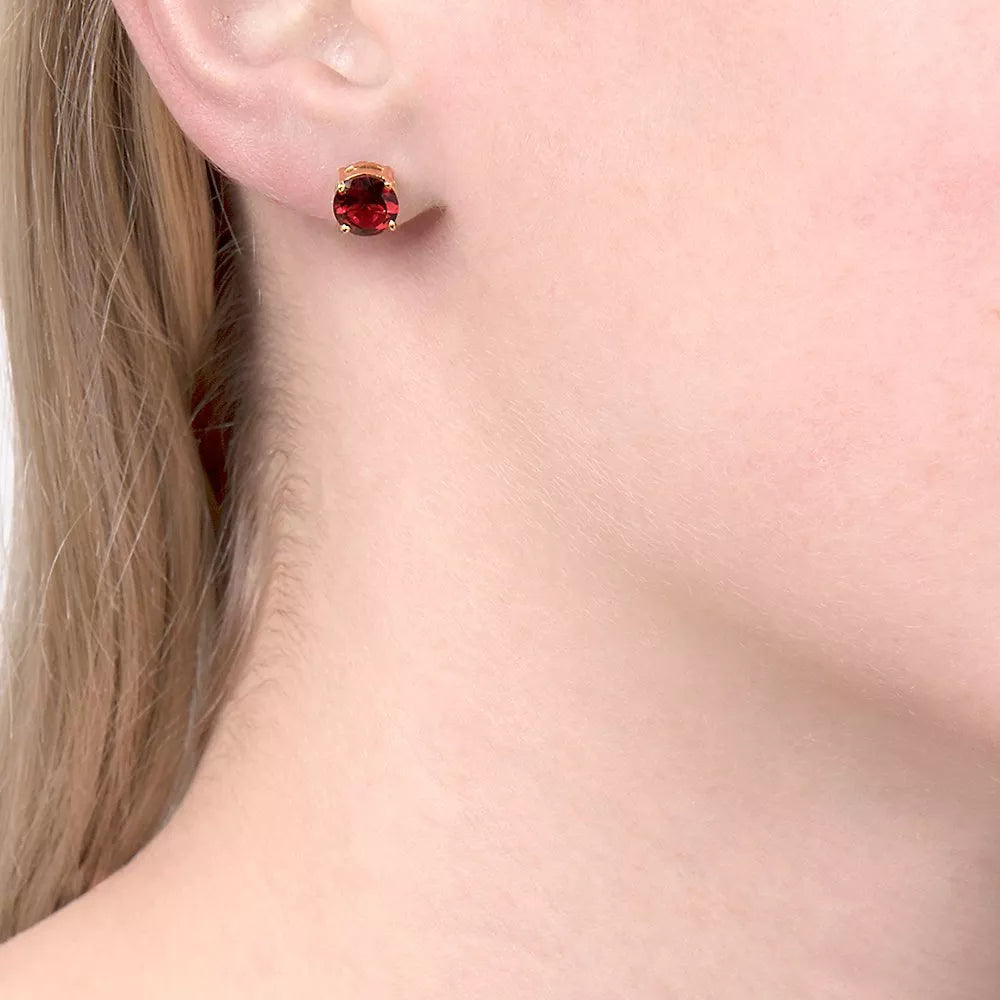 E.W Adams 9ct gold garnet stud earrings deep red (British brand)