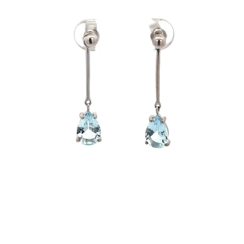 E.W Adams aquamarine drop earrings 9ct white gold - British product