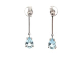 E.W Adams aquamarine drop earrings 9ct white gold - British product