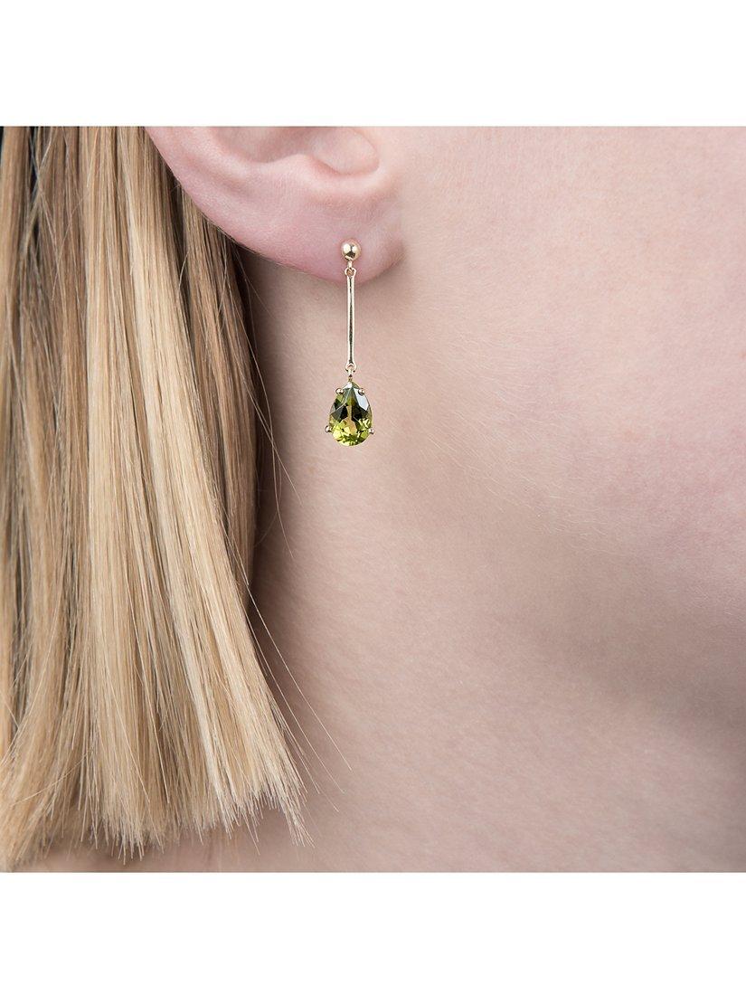 E.W Adams gold peridot drop earrings 9ct, UK version