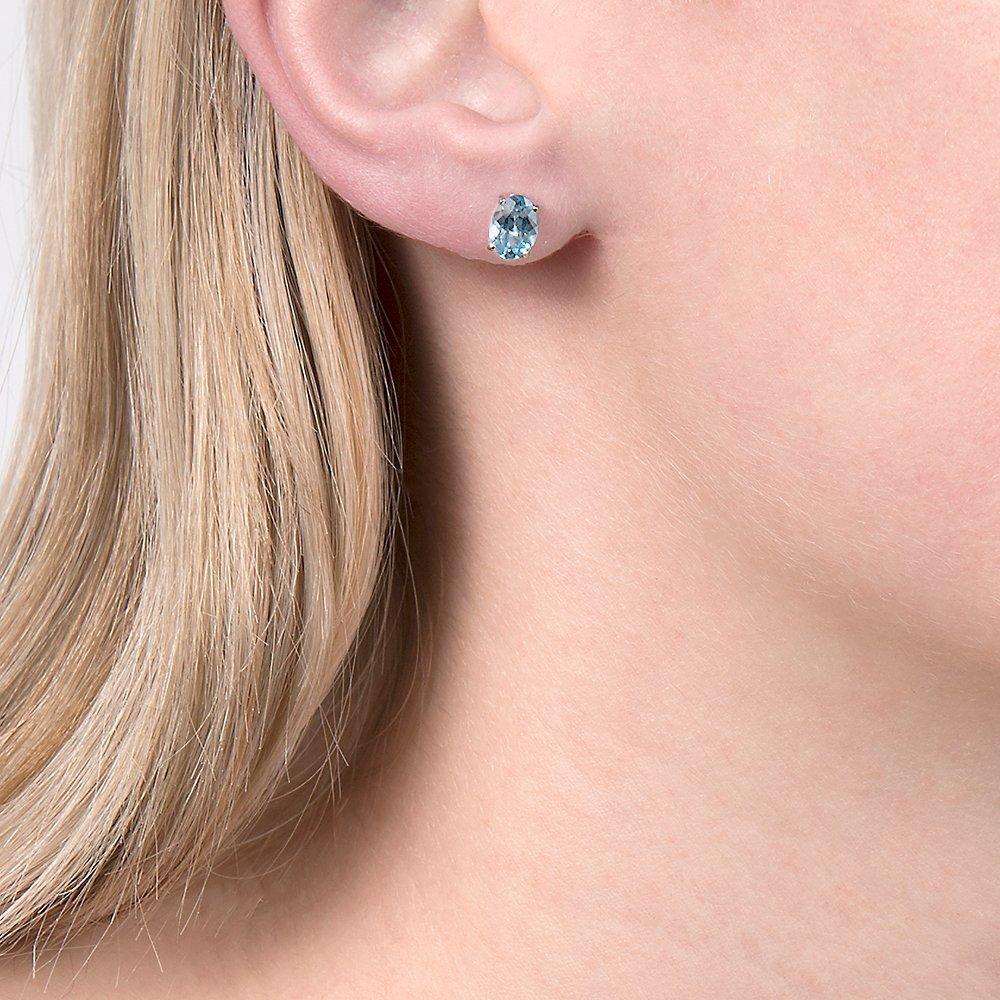 E.W Adams white gold aquamarine stud earrings (British brand)