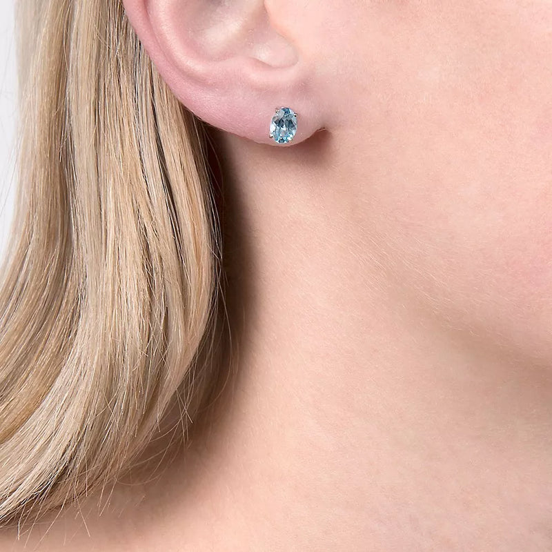 E.W Adams white gold aquamarine stud earrings (British brand)