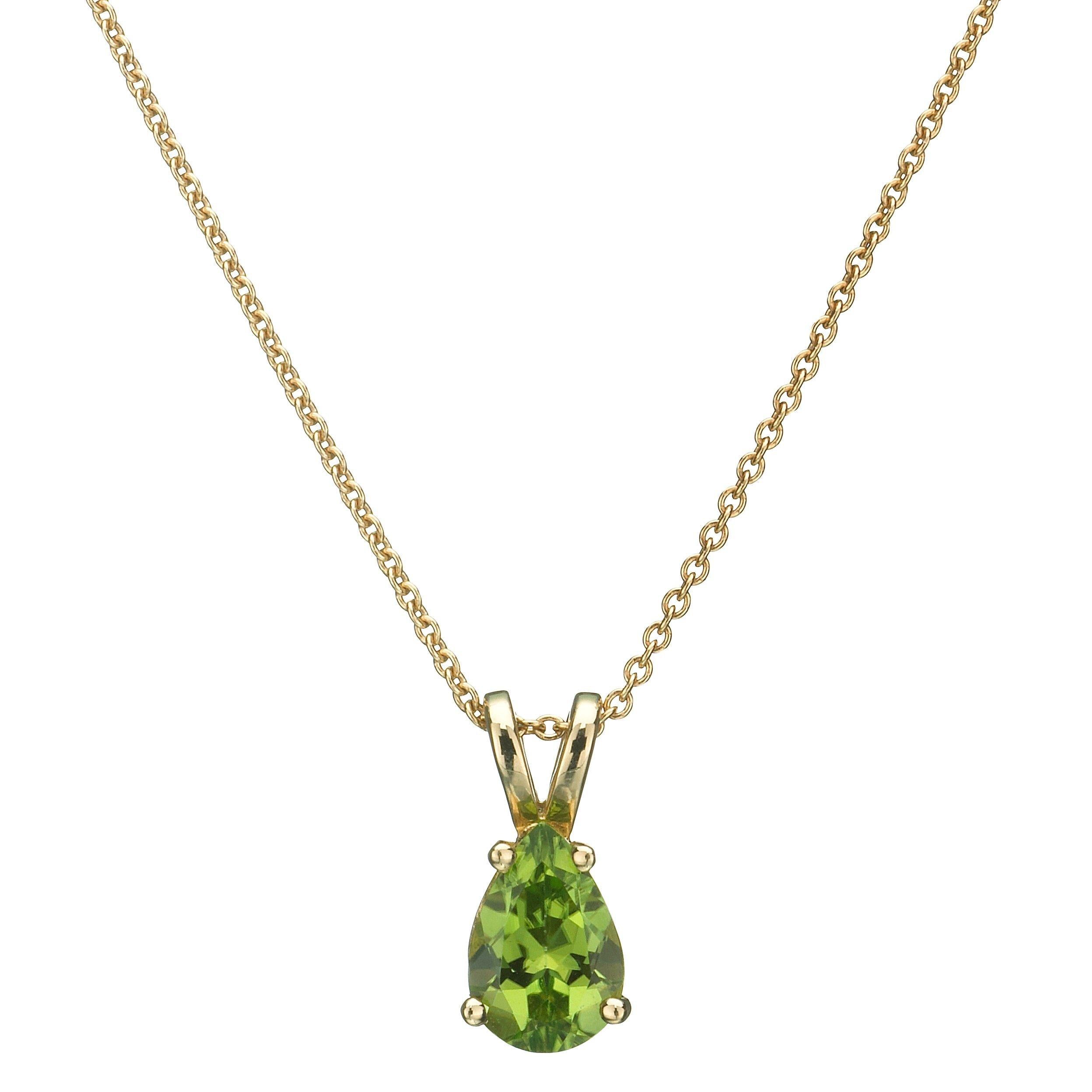 E.W Adams peridot pendant 9ct gold 41cm - British product