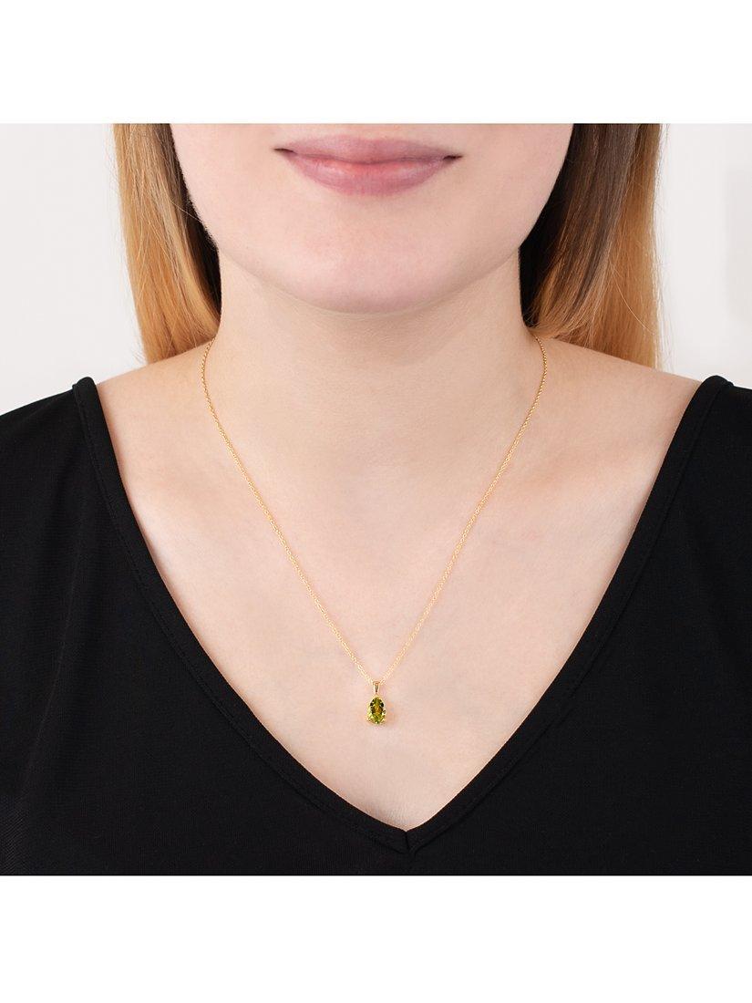 E.W Adams peridot pendant 9ct gold 41cm - British product