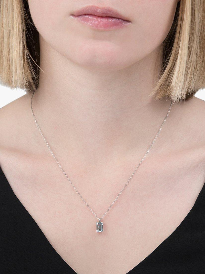 E.W Adams white gold pendant necklace with aquamarine stone (British brand)