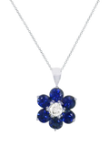 E.W Adams 18ct white gold sapphire flower pendant necklace (British brand)
