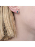 E.W Adams 9ct white gold round aquamarine stud earrings, imported from the UK