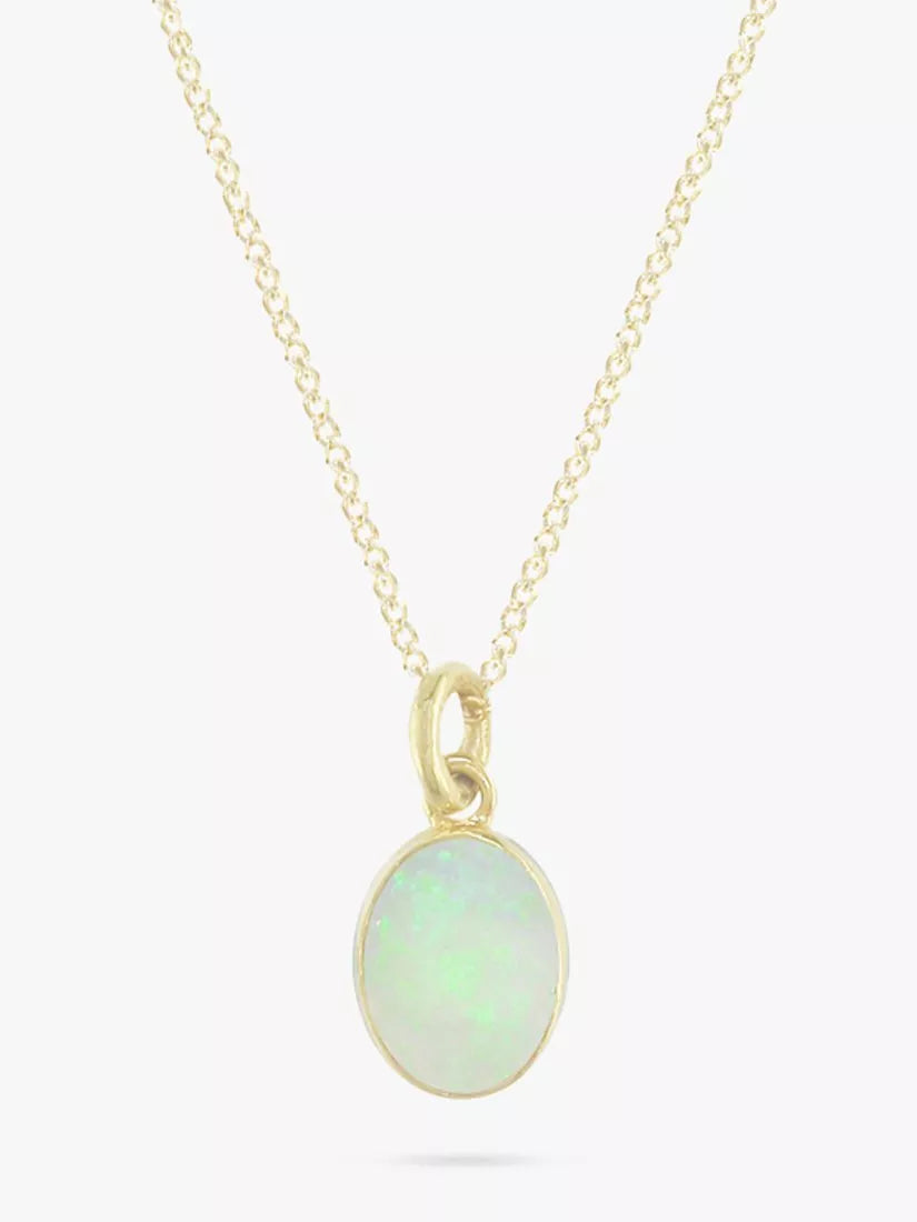 E.W Adams opal pendant necklace 9ct yellow gold - British product