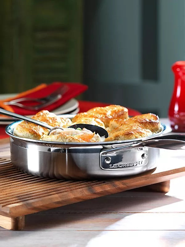 Le Creuset 3-Ply Stainless Steel Sauté Pan with Lid 24cm, UK version