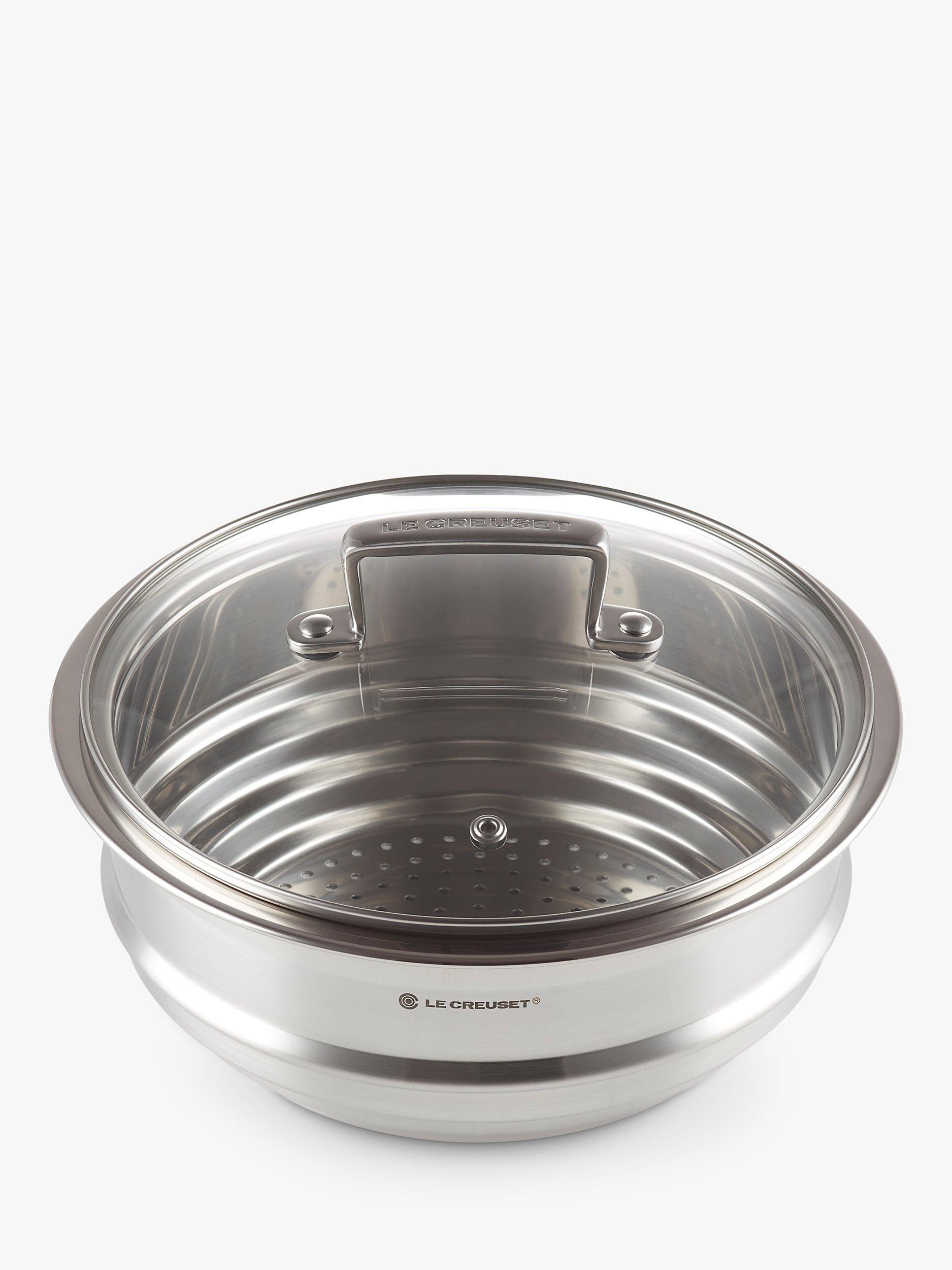 Le Creuset stainless steel multi-steamer with glass lid, 22cm, UK version