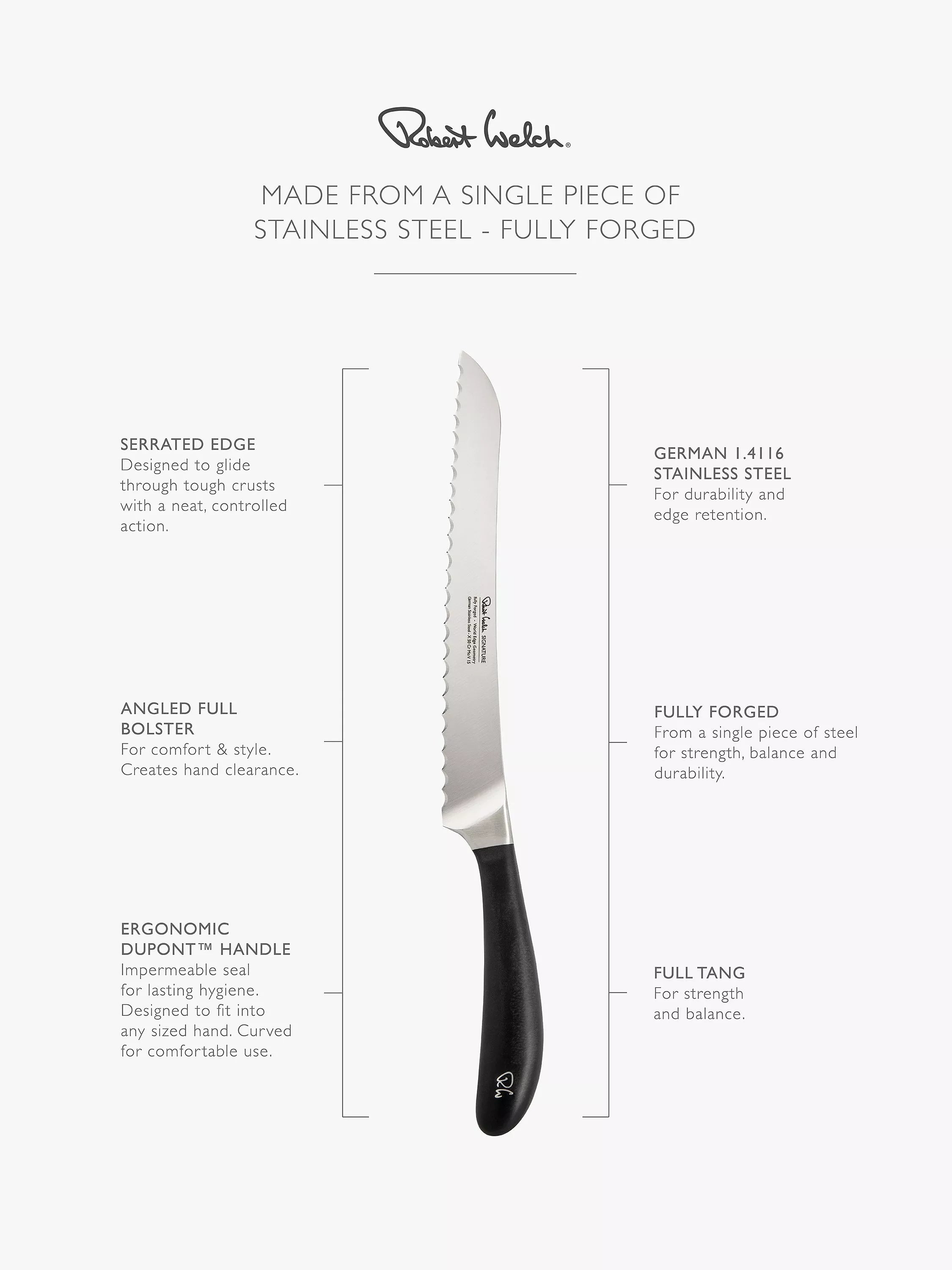 Robert Welch Signature bread knife 22cm (British brand)