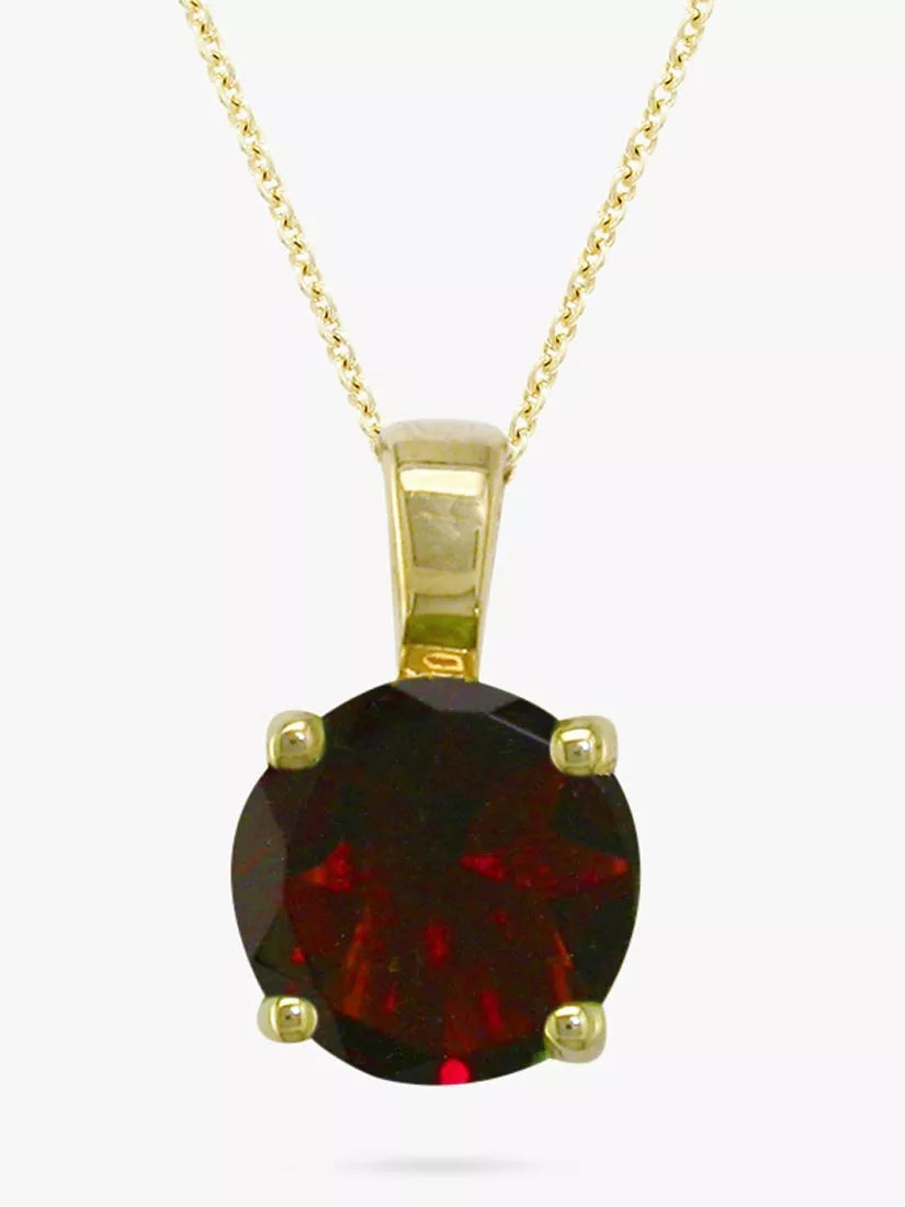 E.W Adams pendant necklace 9ct gold red garnet (British brand)
