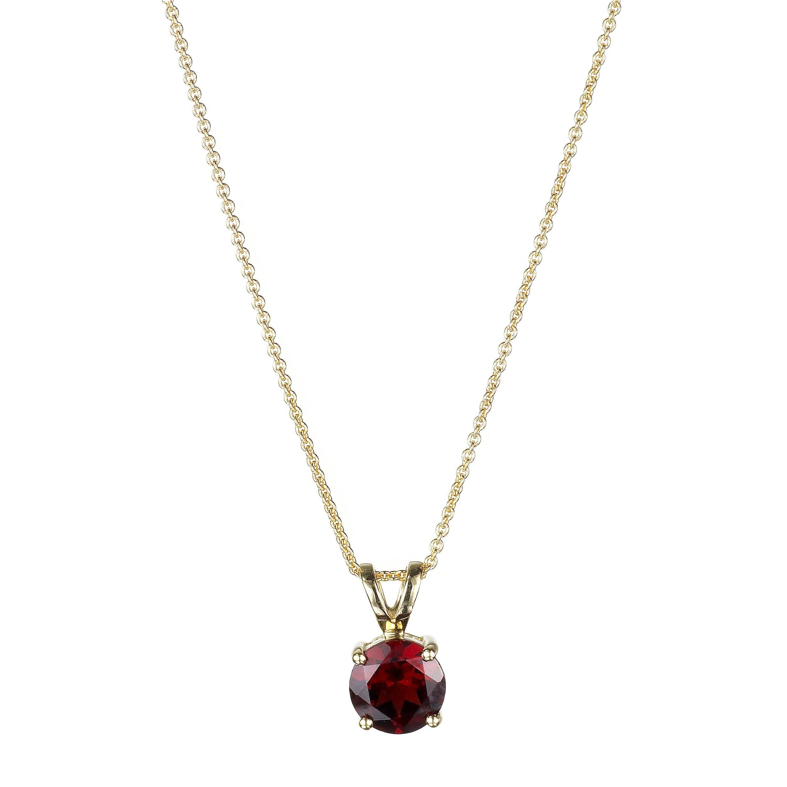 E.W Adams pendant necklace 9ct gold red garnet (British brand)