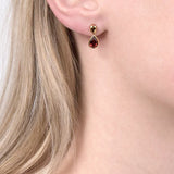 E.W Adams garnet pear drop earrings 9ct yellow gold, UK version