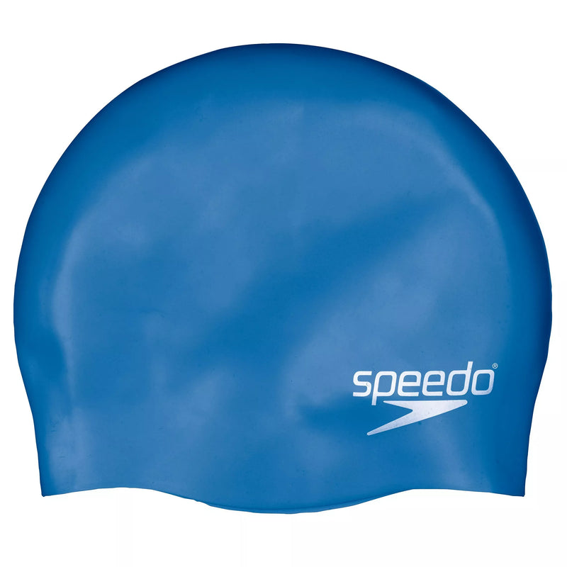 Speedo plain silicone swim cap junior royal blue (British brand)