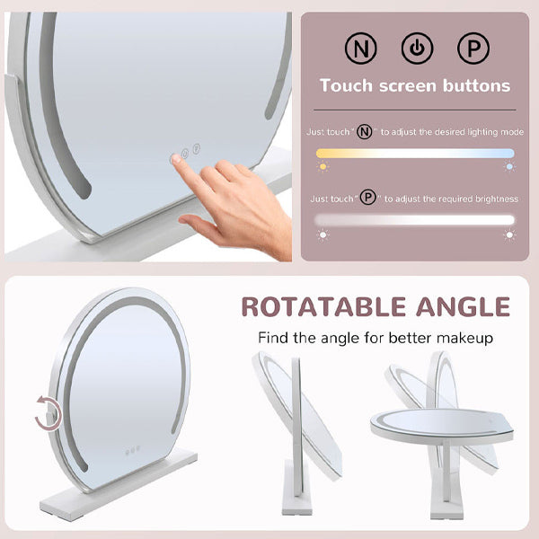 Livingandhome Round Hollywood Vanity LED Makeup Mirror