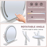 Livingandhome Round Hollywood Vanity LED Makeup Mirror