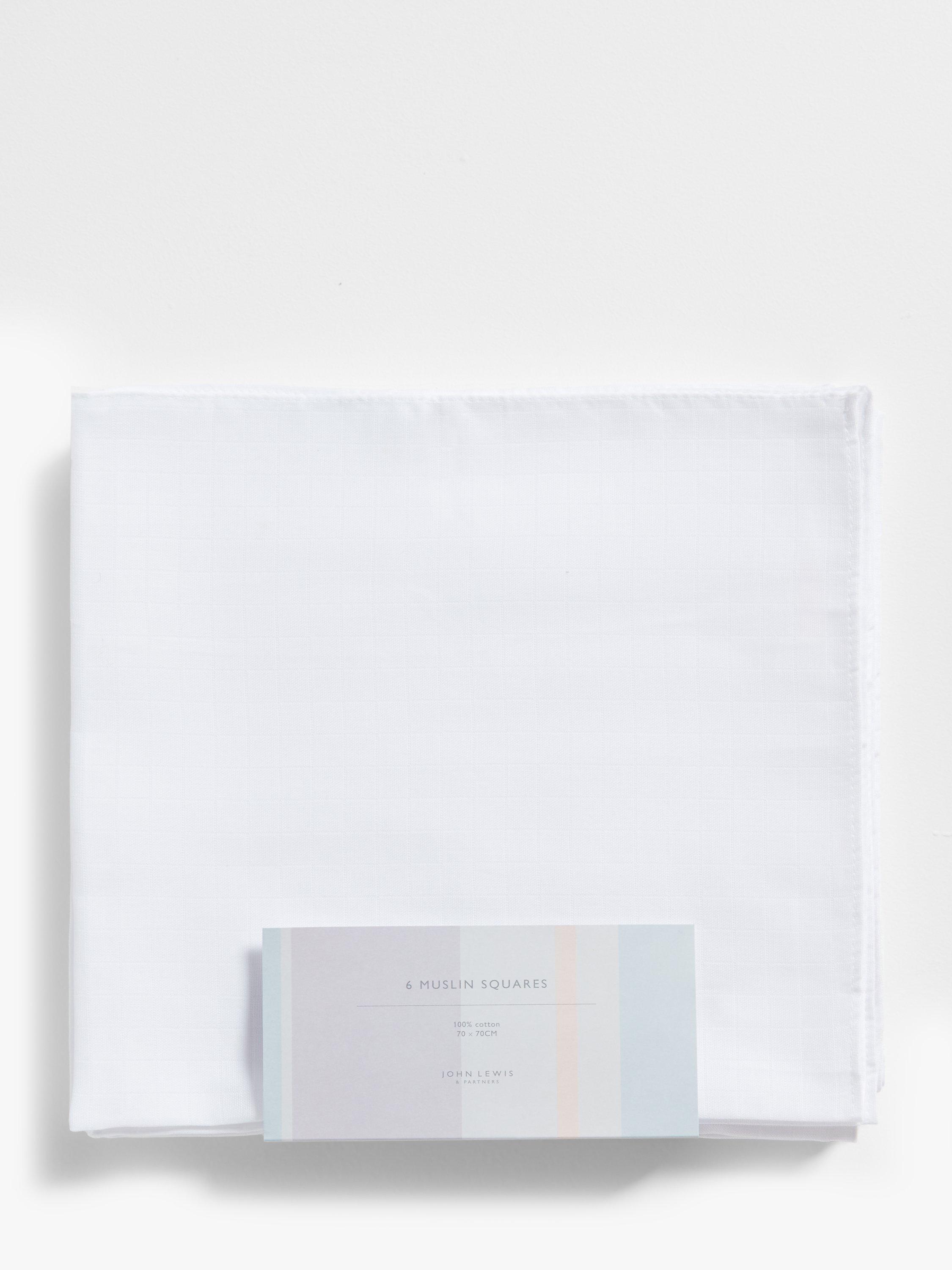 John Lewis white muslin squares, pack of 6, UK version