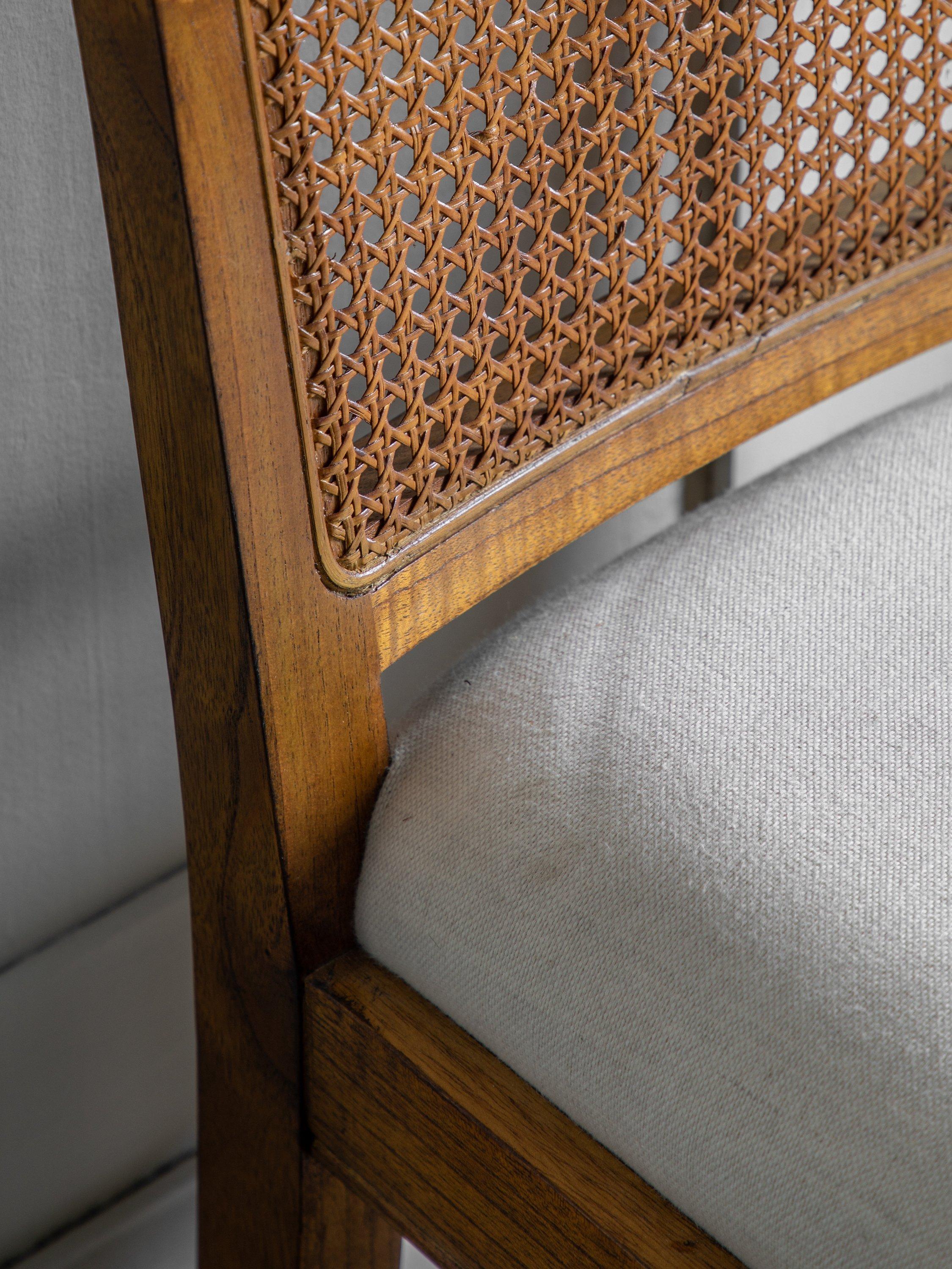 John Lewis dining chair with cane back and upholstered seat, imported from the UK