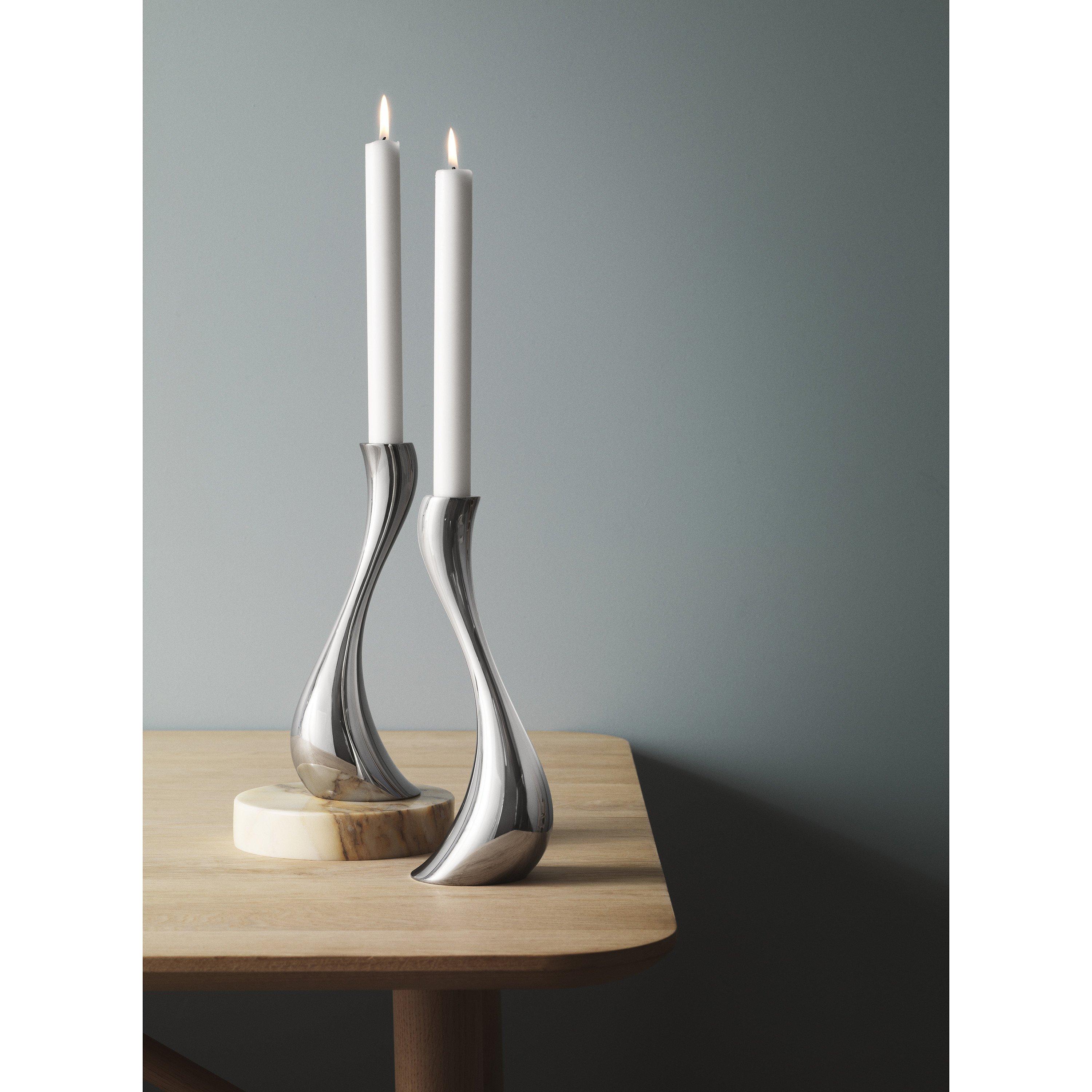 Georg Jensen stainless steel Cobra candlestick pair, UK version