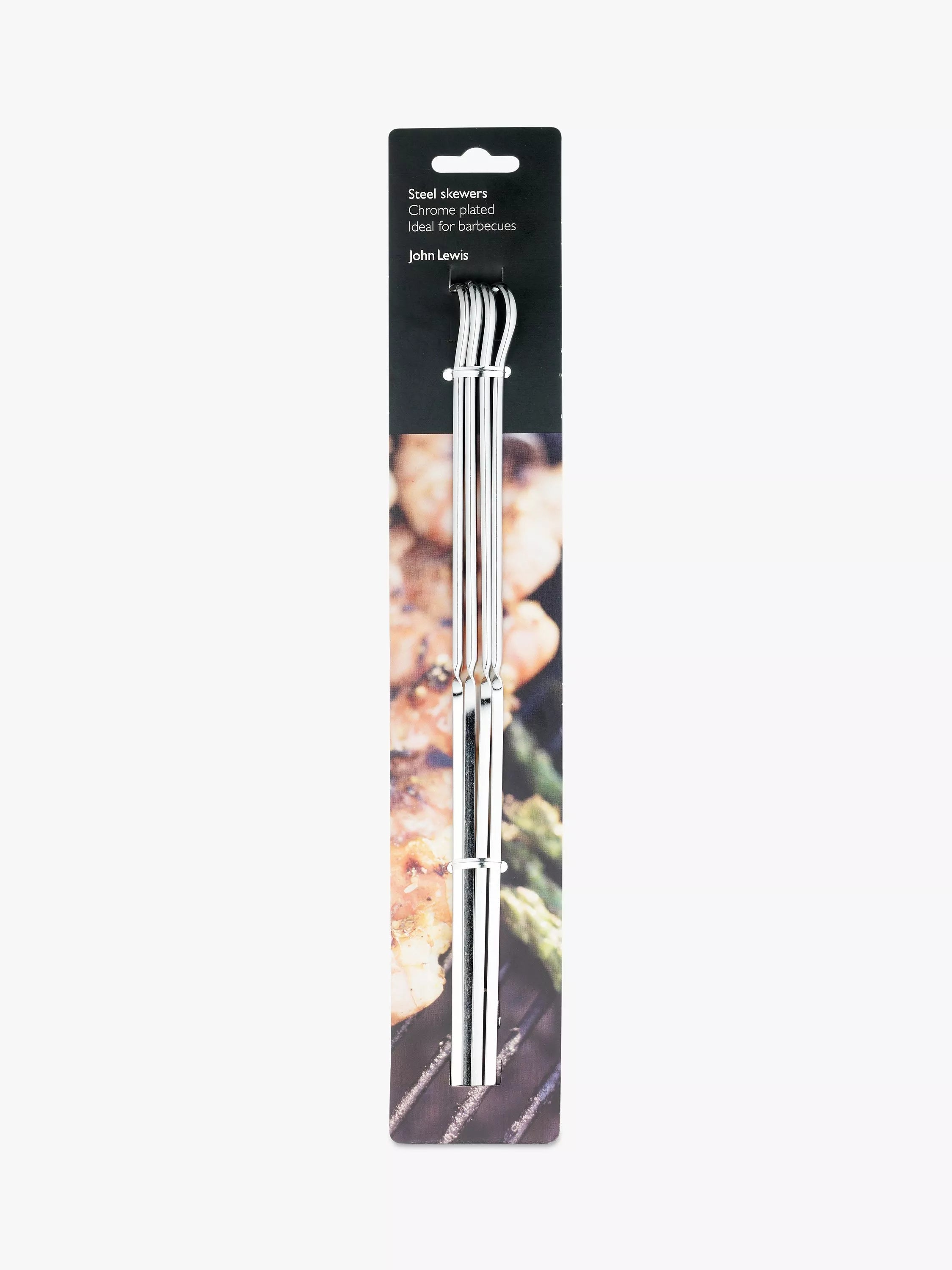 John Lewis steel BBQ skewers pack of 4, imported from the UK