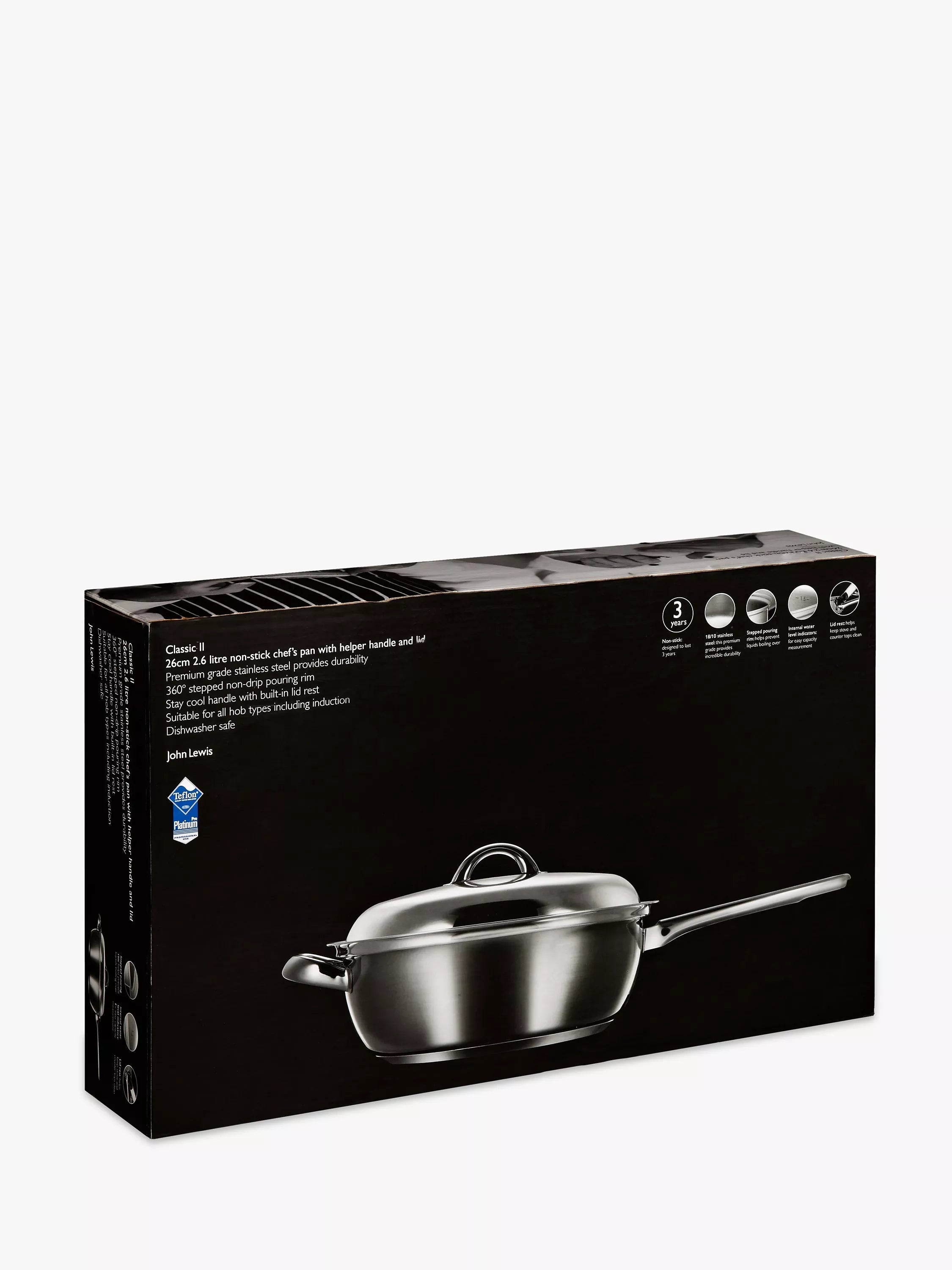 John Lewis non-stick chef's pan with lid 26cm, UK version