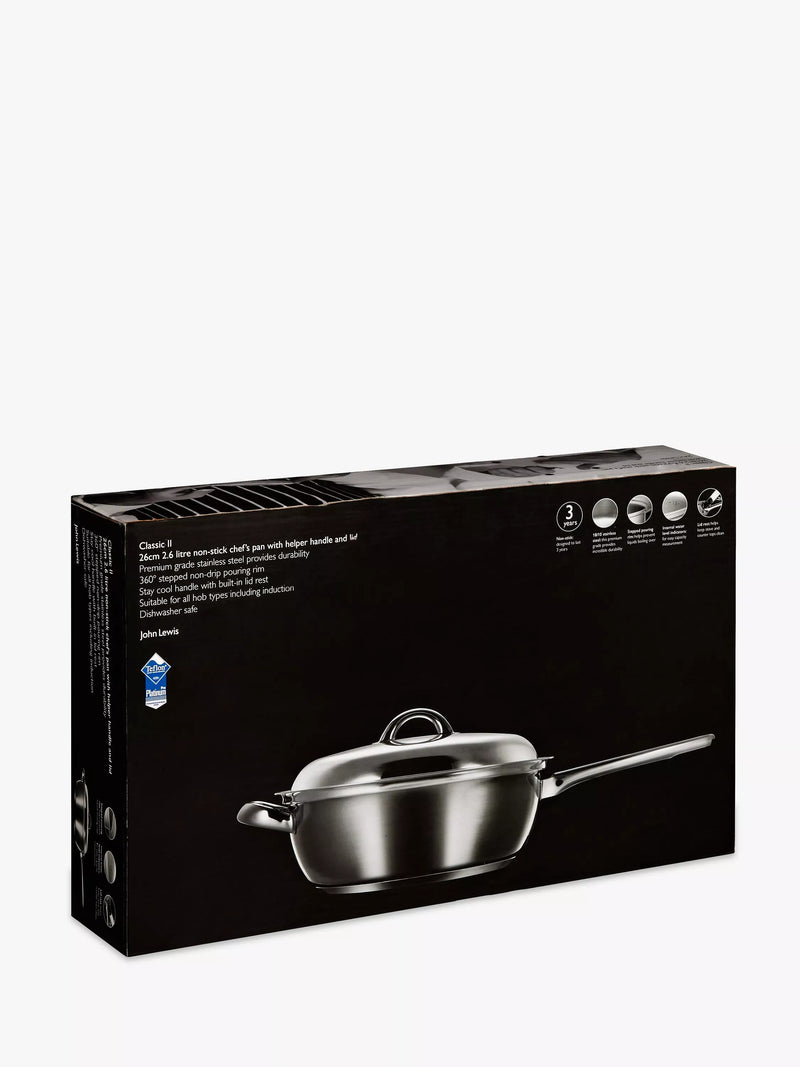 John Lewis non-stick chef's pan with lid 26cm, UK version