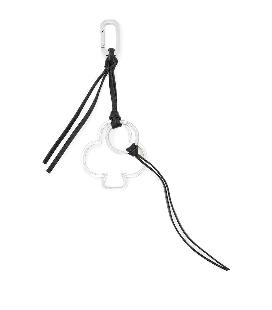 AllSaints Metal Club keyring with leather trims - British product