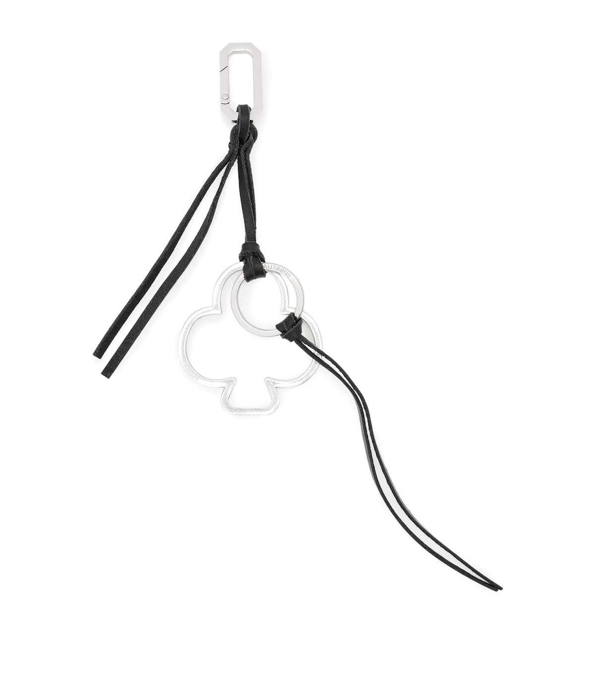 AllSaints Metal Club keyring with leather trims - British product