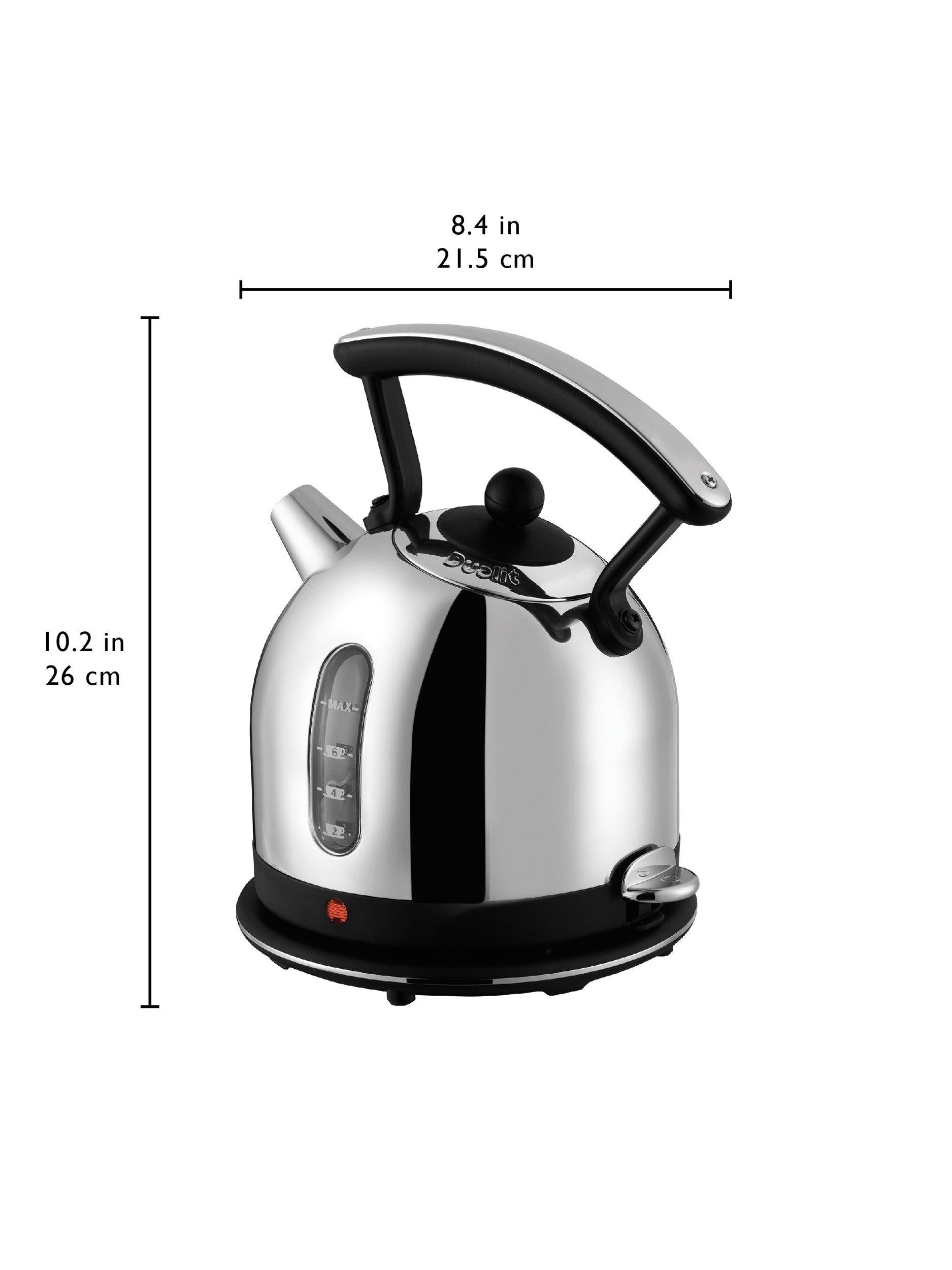 Dualit dome kettle Black/Steel 2L, imported from the UK
