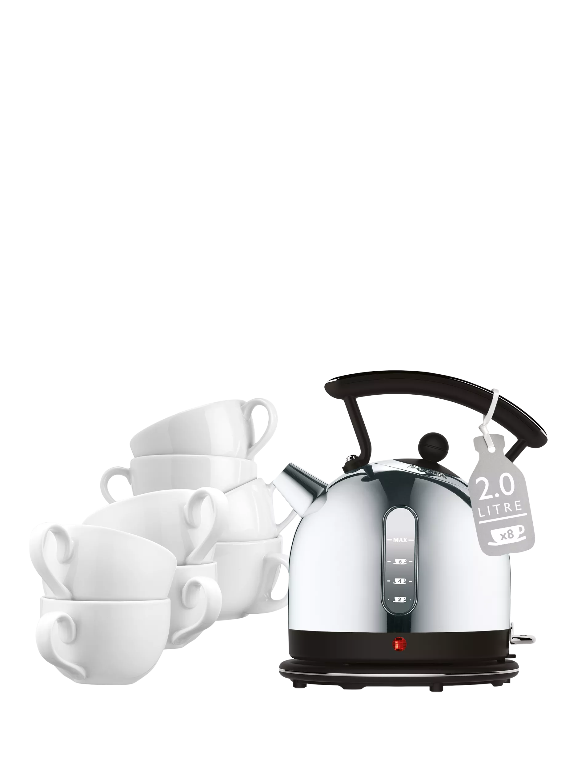 Dualit dome kettle Black/Steel 2L, imported from the UK